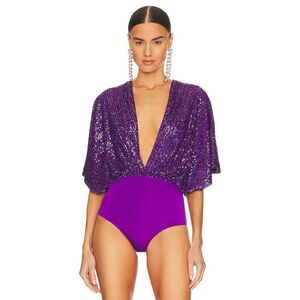 ITMFL Revolve In the Mood For Love Noiseuse Sequin Plunge Bodysuit Purple Chou R
